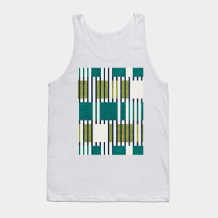 Bold minimalist retro stripes // midnight blue olive and pine green geometric grid Tank Top